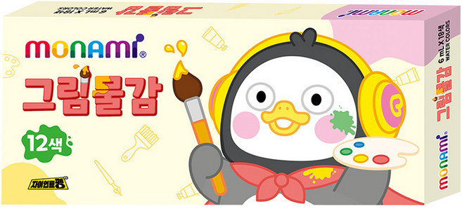 모나미 펭수 수채화 그림물감 세트, 6ml, 12색