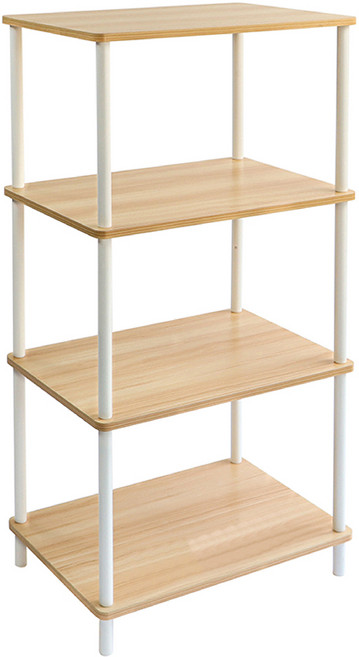 comet Home 組裝木質展示架, 木頭色 + 白色, 4層