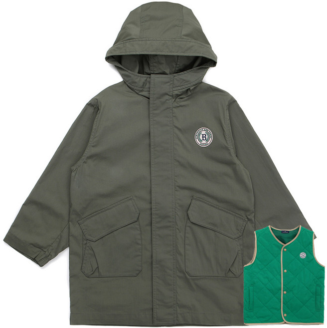 블루독 아동용 립스탑라이닝 내피 조끼 + 점퍼 세트