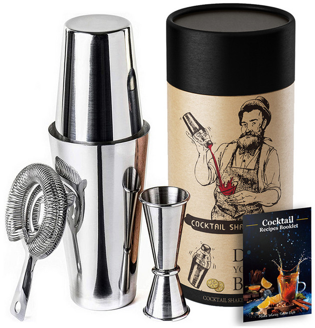 키친초이스 벨르디자인 S236 보스턴 쉐이커 믹싱틴 28oz + 18oz 칵테일 세트, 실버, 1세트