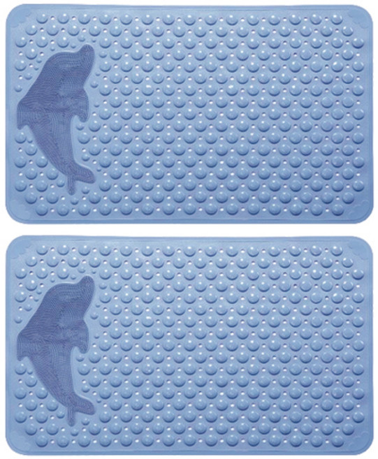 블럭마트 욕실 돌고래 미끄럼방지 매트 75 x 44 cm, 블루, 2개