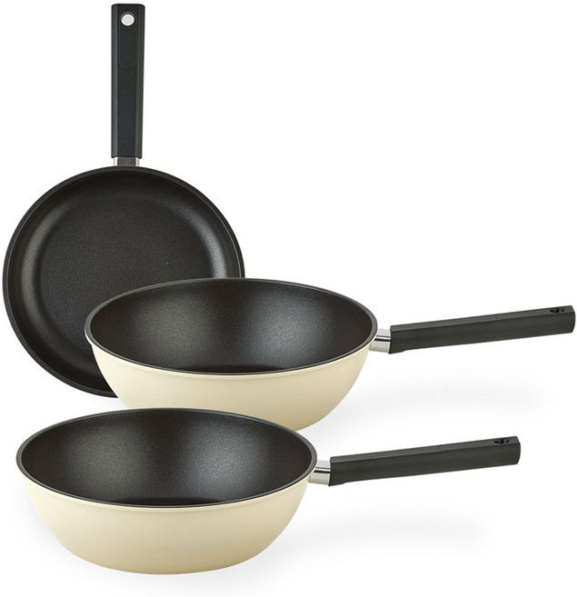 퀸센스 샌드 후라이팬 세트 3개, 베이지, 후라이팬 28cm + 궁중팬 28cm 2p, 1세트