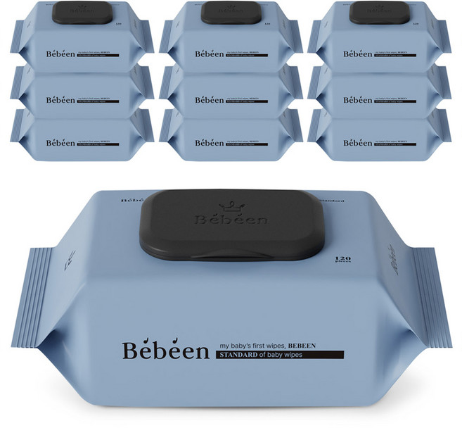베베앙 스탠다드 유아물티슈 캡형, 50g, 120매, 10개
