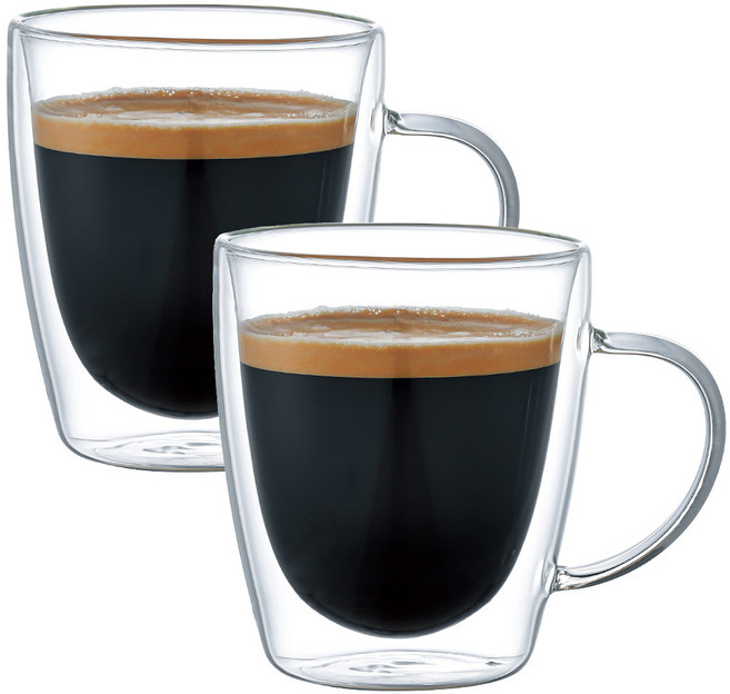 벨라쿠진 더블월 내열 이중 유리컵 300ml, 단일색, 2개