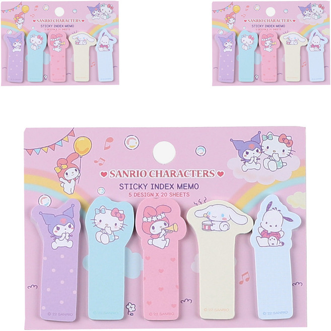 산리오 귀여운 인덱스 점착메모지 핑크, 3개, 100개입