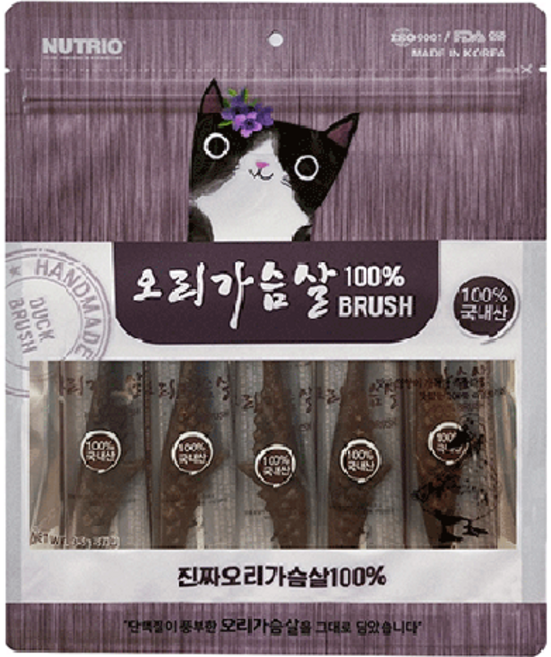 뉴트리오 고양이 순살 가슴살 브러쉬 5p, 1개, 35g, 오리고기맛