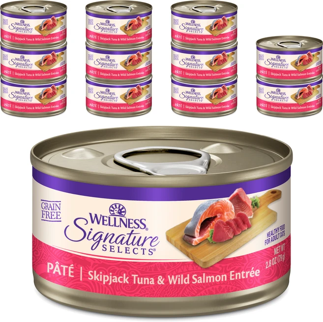 웰니스 전연령 고양이 시그니쳐 셀렉트 파테 습식사료, 혼합맛(참치/연어), 79g, 12개 - 쿠팡