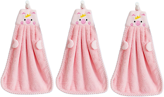 리나블루 고리형 핸드 타올, 피기핑크, 3개