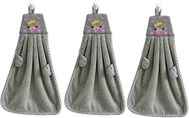 리나블루 고리형 핸드 타올, 피기그레이, 3개