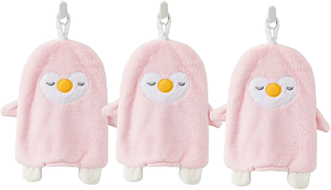 리나블루 고리형 핸드 타올, 핑크펭귄, 3개