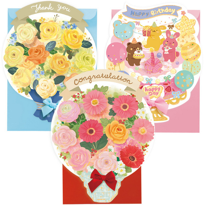 프롬앤투 롤링페이퍼 카드 3종 세트 FT5002, 혼합색상, 1세트