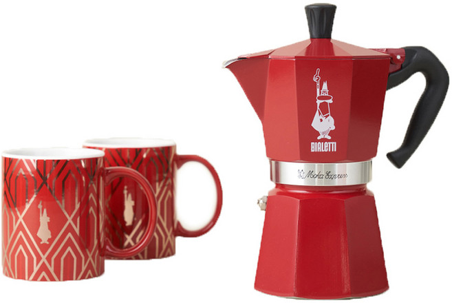 BIALeTTI 拜雷提 Moka Express Deco Glamour 6杯馬克杯雙人組, 1套, 紅色
