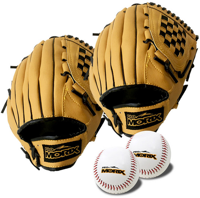 프로모릭스 야구 글러브 우투용 2p + 캐치볼 2p 세트, 혼합색상, 1세트