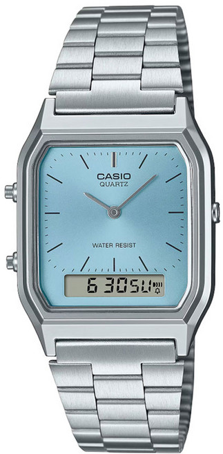 CASIO 卡西歐 男女共用指針數位金屬手錶 AQ-230 A-2A1