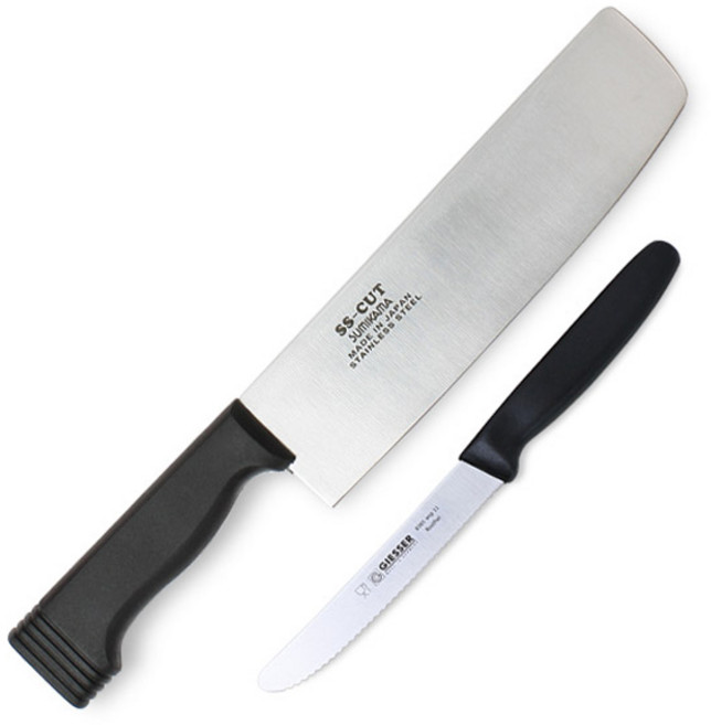 기셀 과도 + 스미카마 나키리 나이프 세트, 블랙, 1세트