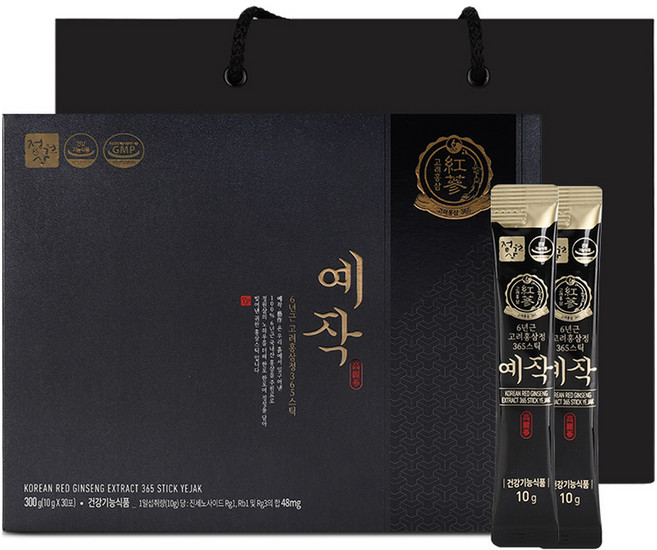 정원삼 6년근 고려 홍삼정 365스틱 예작 30p + 쇼핑백, 300g, 1개