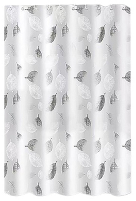 블럭마트 심플 나뭇잎 샤워커튼, 혼합색상, 1개
