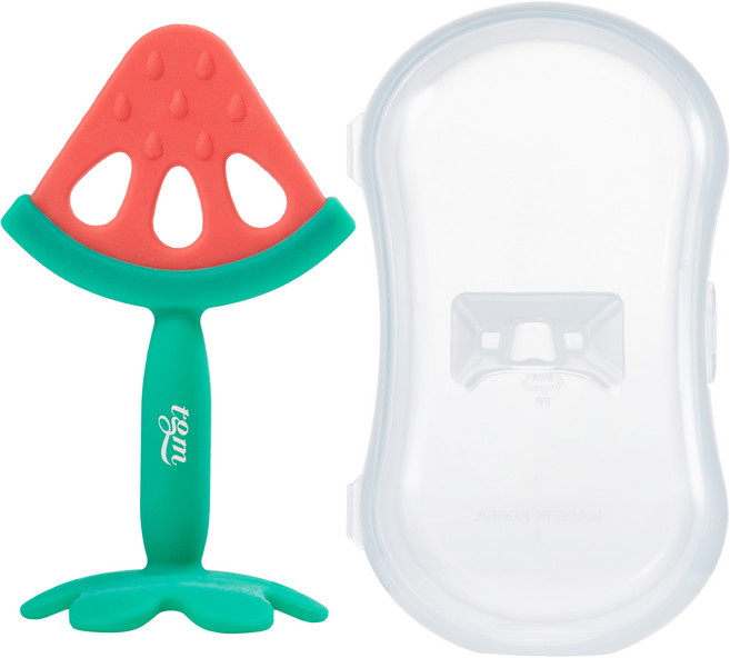 티지엠 플래티넘 실리콘 과일 치발기, 치발기 + 보호케이스, 수박, 1개