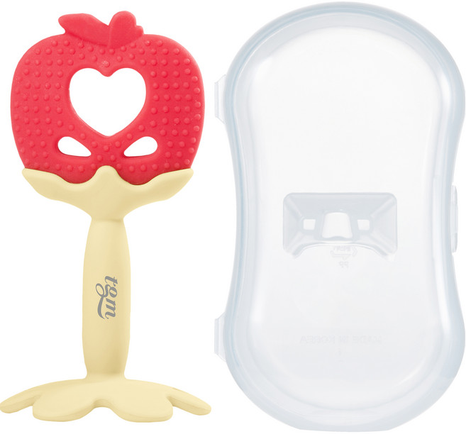 티지엠 플래티넘 실리콘 과일 치발기, 치발기 + 보호케이스, 사과, 1개