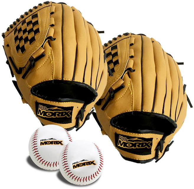 프로모릭스 아동용 야구 글러브 좌투용 2p + 캐치볼 2p 세트, 혼합색상, 1세트