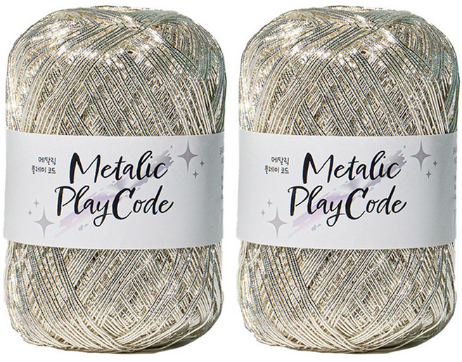 yarna 프리미엄 메탈릭 플레이 코드, 105리얼화이트실버, 2개