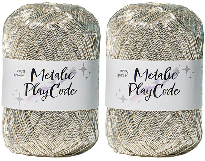 yarna 프리미엄 메탈릭 플레이 코드, 105리얼화이트실버, 2개 - 쿠팡