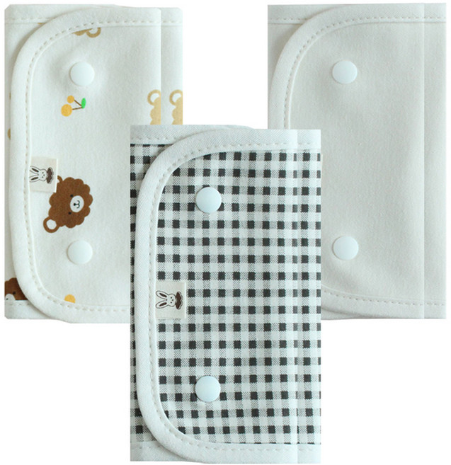 바니블라썸 아기띠 침받이 3종 세트, 차콜체크 + 파마곰 + 베이지무지, 2세트