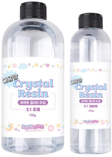 오로라데코덴 3대1 퍼펙트 클리어 타입 2액형 크리스탈 레진, 1개