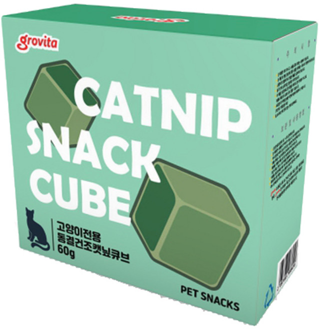 그로비타 고양이전용 동결건조 큐브, 캣닢, 60g, 1개