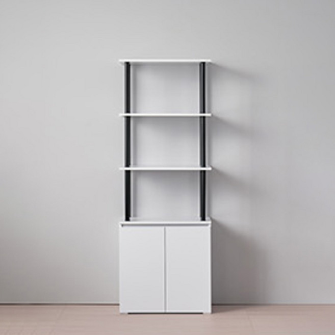 데코퍼니쳐 나인 선반수납장 3단 방문설치, 화이트블랙