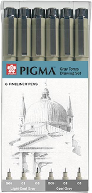 PIGMA 마이크론 드로잉 펜 세트, 라이트쿨그레이 + 쿨그레이, 1세트
