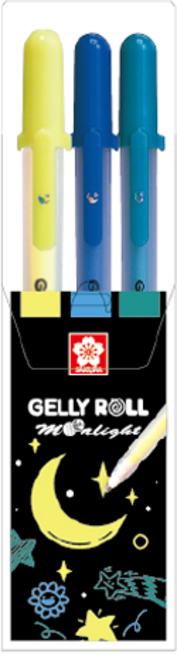 겔리롤 문라이트 젤 볼펜 1.0mm 3종 세트 B, 형광옐로우, 블루, 그린, 1세트