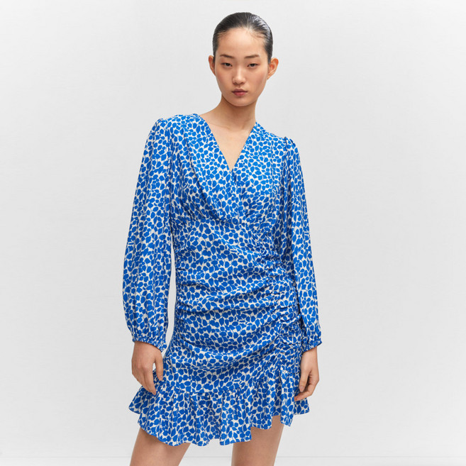 MANGO 女士嫘縈洋裝 FRESA 57093807, 中藍色