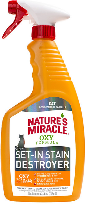 NATURE'S MIRACLE 自然奇蹟 貓用活氧酵素去漬除臭噴劑 橘子, 709ml, 1瓶
