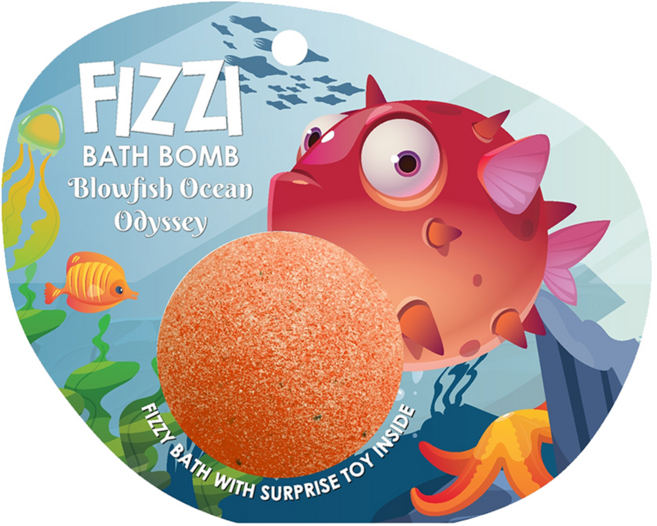 Saboo 泡沫沐浴球 BLOWFISH OCEAN ODYSSEY 河豚海洋奧德賽 內附驚喜小公仔, 1顆, 100g