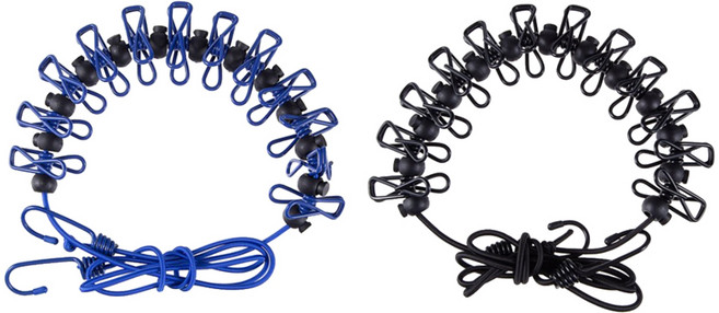 comet 戶外露營曬衣夾繩2件組, 藍色，黑色, 1組