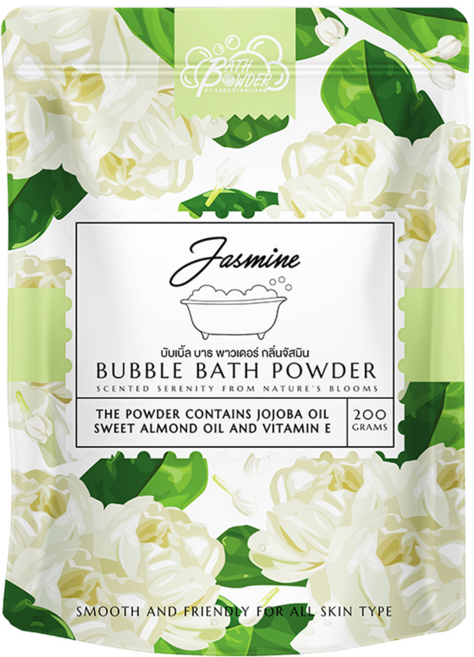 Saboo 泡沫沐浴粉 JASMINE 茉莉花 200g 含荷荷巴籽油 甜杏仁油和維生素E, 1包