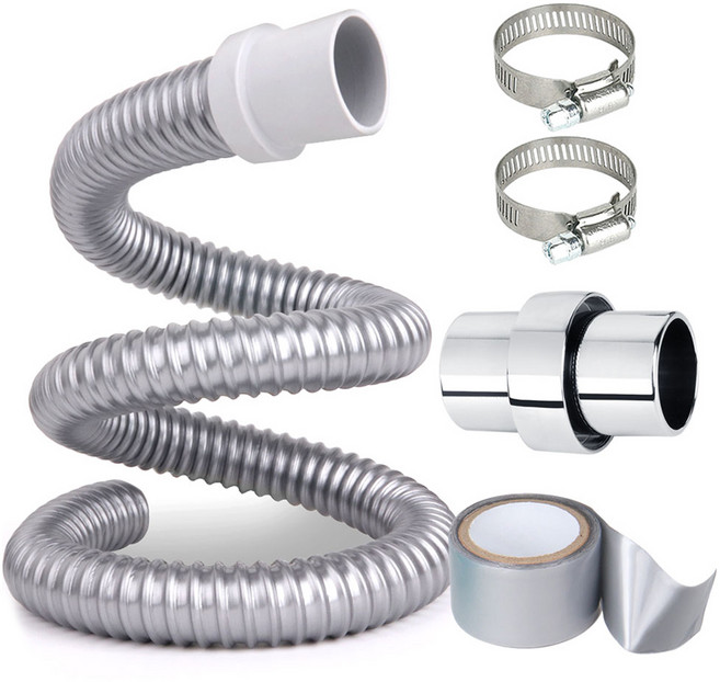 YNET 洗衣機排水管全套組 1m, 銀色, 1套