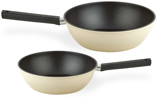 퀸센스 샌드 후라이팬 세트 2개, 베이지, 궁중팬 24cm + 궁중팬 28cm, 1세트