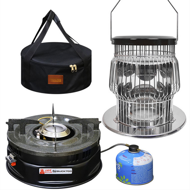 벅703 고화력 휴대용 가스난로 캠핑난방용품 + 버너용 가방 세트, 혼합색상, 1세트