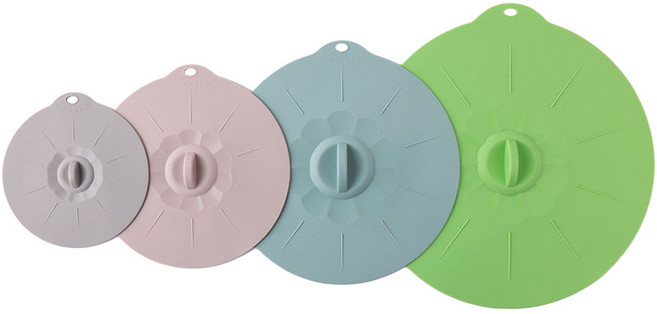 코코스토리 실리콘 멀티뚜껑 4종 세트, 그레이 + 핑크 + 블루 + 그린, 1세트