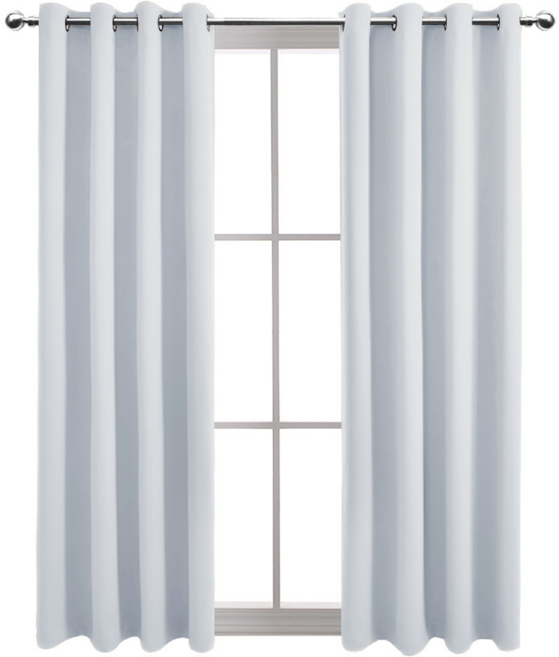 comet 隔熱遮光打孔式窗簾 附窗簾綁帶, 灰白色