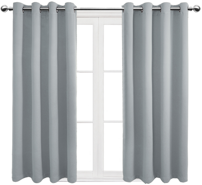 comet 隔熱遮光打孔式窗簾 附窗簾綁帶, 灰色