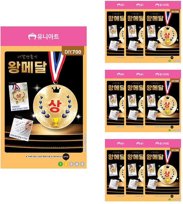유니아트 메달만들기 왕메달 DIY700, 혼합색상, 10개