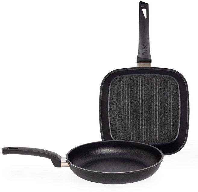 인터쿡 인덕션 프라이팬 세트 2종, 블랙, 사각팬 27cm + 후라이팬 24cm, 1세트