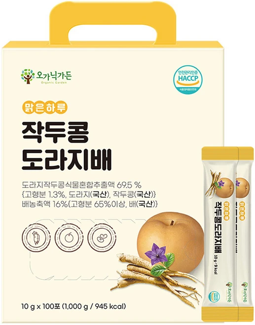 오가닉가든 맑은하루 작두콩 도라지배 스틱 100p, 1kg, 1박스 - 쿠팡