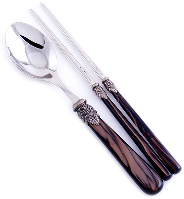 EME 나폴레옹 한식기 수저 세트, 브라운, 숟가락 + 젓가락, 1세트