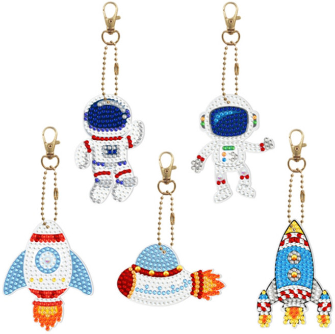 데이소이 열쇠고리 만들기 DIY 보석십자수 5종 세트, TYPE 04 우주비행사, 1세트