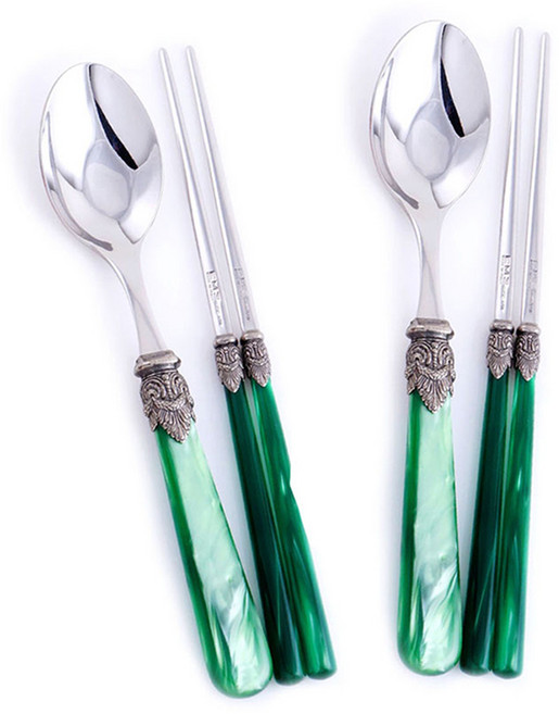 EME 나폴레옹 한식수저세트, 그린, 숟가락 + 젓가락, 2세트