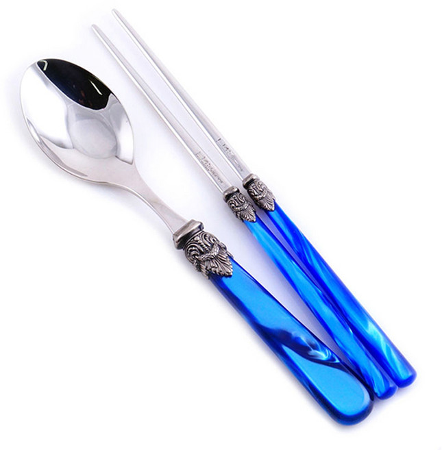 EME 나폴레옹 한식기 수저 세트, 블루, 숟가락 + 젓가락, 1세트